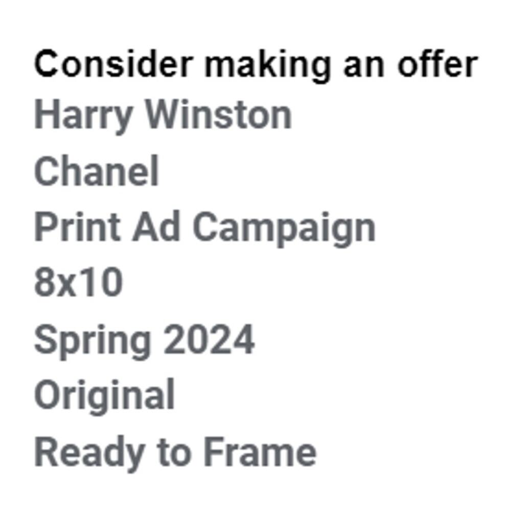 Harry Winston and Chanel Print Ad Campaign Spring 2024 8x10 Ready To Frame - Picture 2 of 5